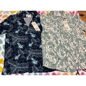 Bundle 2pcs  Laguna Mens Aloha Hawaiian Shirt Short Sleeve Floral Bamboo size S